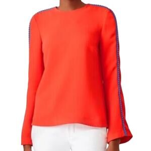 Galvan London Misti Red Blue Trim Long Sleeve Blouse size S / 4 Professional
